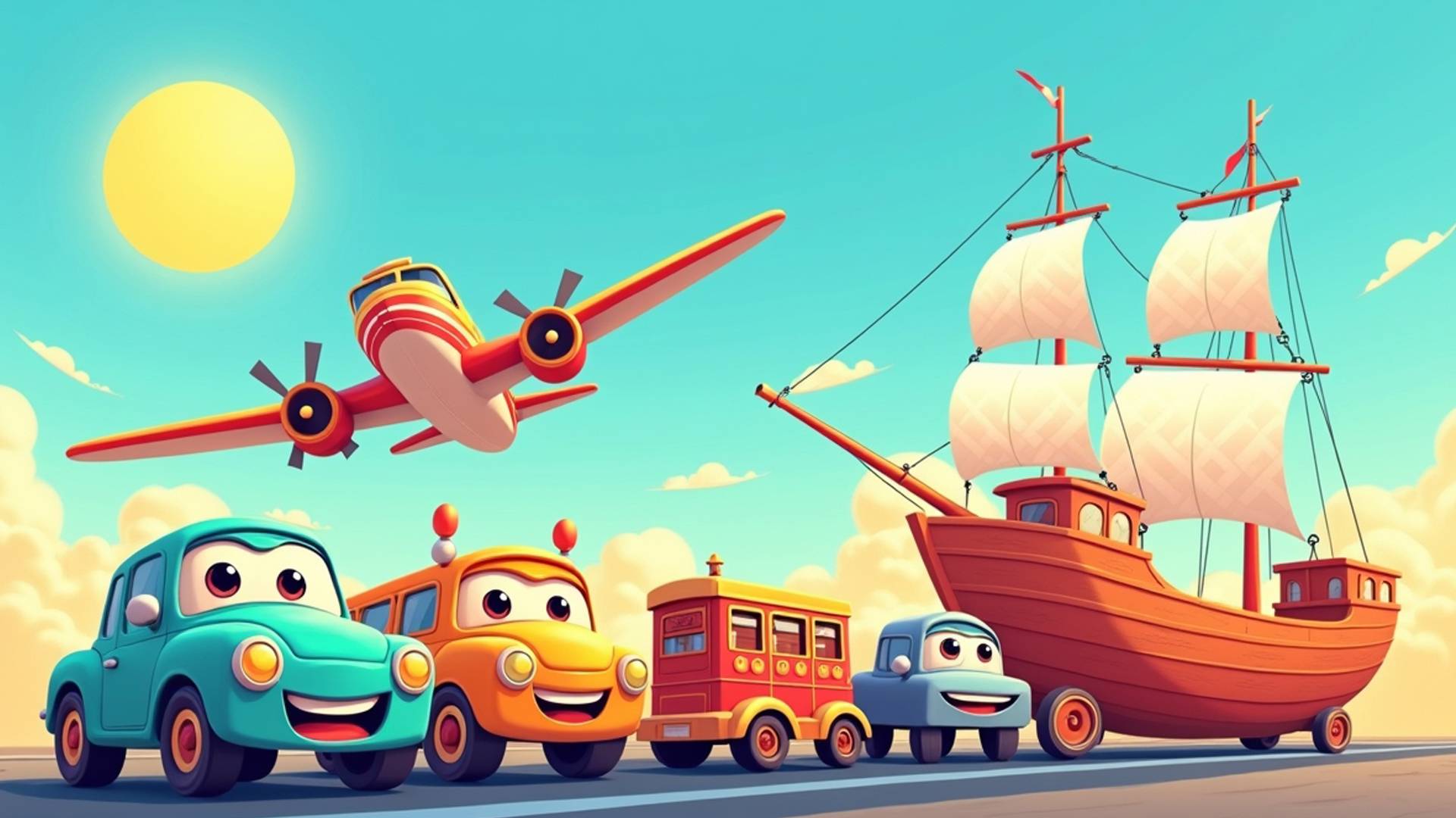 Весёлая песенка про ТРАНСПОРТ для детей смотреть онлайн