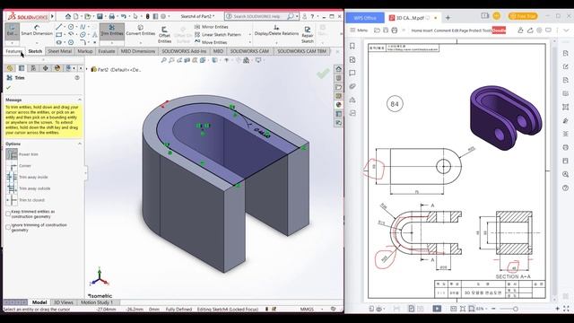 SolidWorks | 3D CAD EXERCISES 84 | StudyCadCam | Solution Tutorial | смотреть онлайн