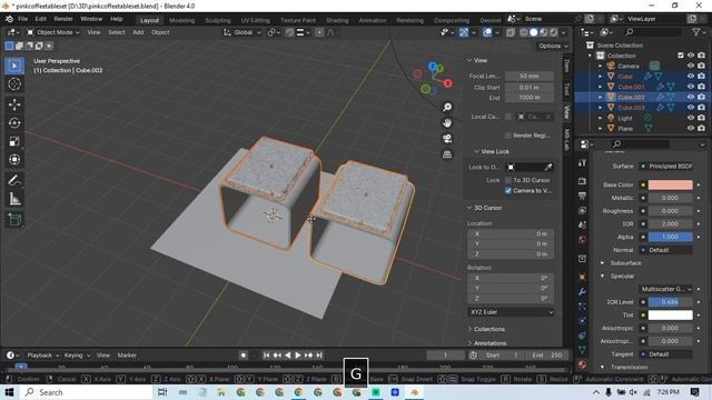 Cute pink coffee table set blender 3d model смотреть онлайн