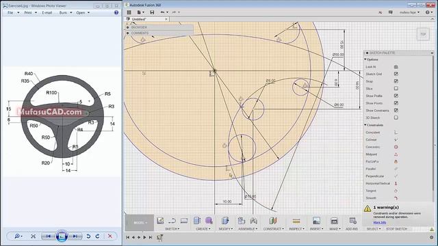 Fusion 360 2D Sketch Drawing Ejercicio 3 смотреть онлайн