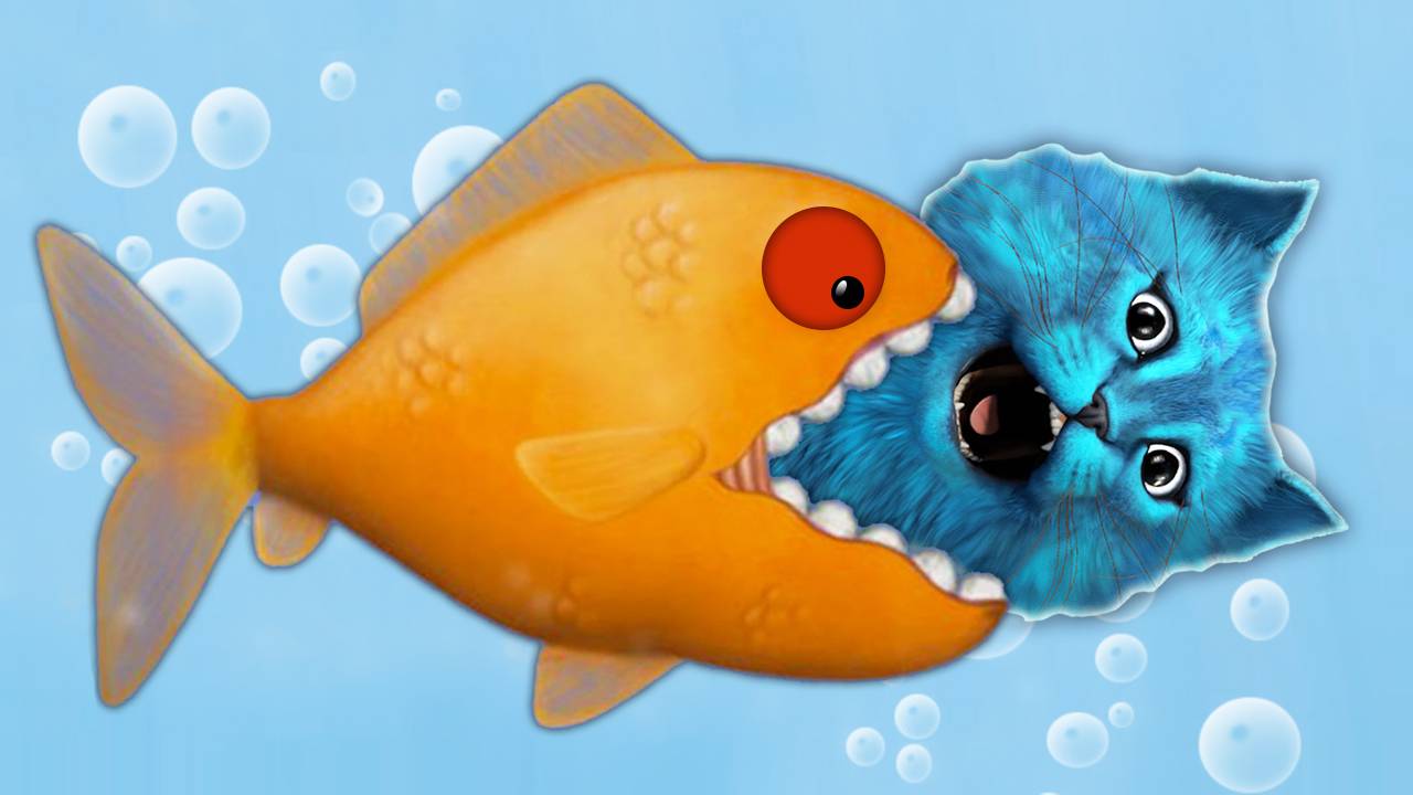 Рыбка ОБЖОРА хочет съесть КОТЁНКА ЛАЙКА Tasty Blue съесть океан смотреть онлайн