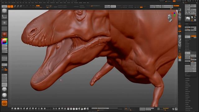 Texture a T rex in Zbrush. Enhance basic shapes and forms prior to texturing смотреть онлайн