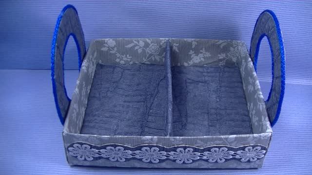 Переделка и декор картонной коробки остатками обоев. смотреть онлайн