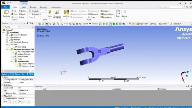 Harmonic analysis of a Fork | ANSYS смотреть онлайн