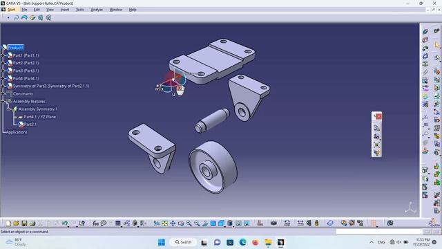 Catia V5-6R2021 3D Tutorial - Belt Support Roller Exploded View Assembly смотреть онлайн