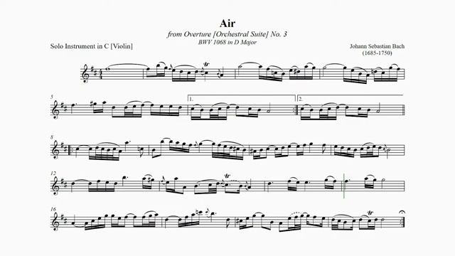 J. S. Bach - Air from Overture [Orchestral Suite] No. 3 BWV 1068 (Accompaniment) смотреть онлайн