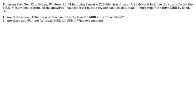 Eset antivirus cannot clean the MBR infected virus W32.Sality смотреть онлайн