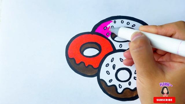How To Draw A Donuts🍩| Bolalar Uchun Ponchik🍩rasmi Балаларға арналған бәліш суреті | Рисуем🍩 пончик