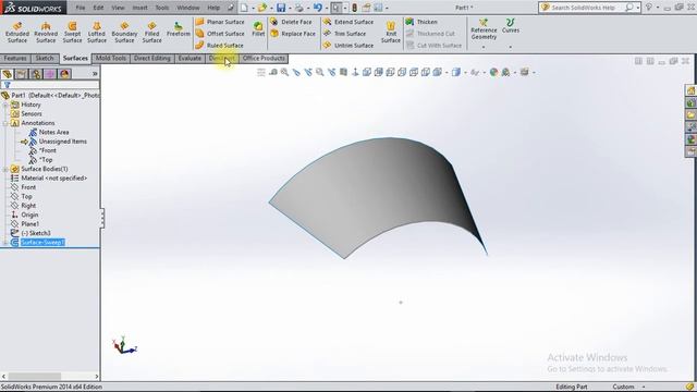 SURFACE, COMMANDS EXTRUDE REV, TRIM,EXTEND,SWEEP,LOFT IN SOLID WORKS смотреть онлайн