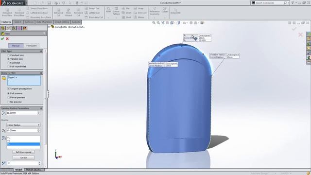 SolidWorks 2014 What's New - Conic Fillets смотреть онлайн