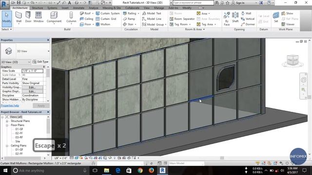 How to modify curtain walls in Revit 2017 | Part-8 смотреть онлайн