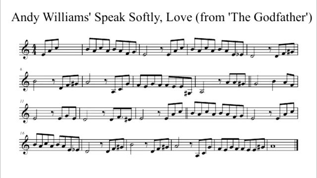Andy Williams' Speak Softly, Love from 'The Godfather' Notes alto saksofon Ноти для альта саксофона смотреть онлайн
