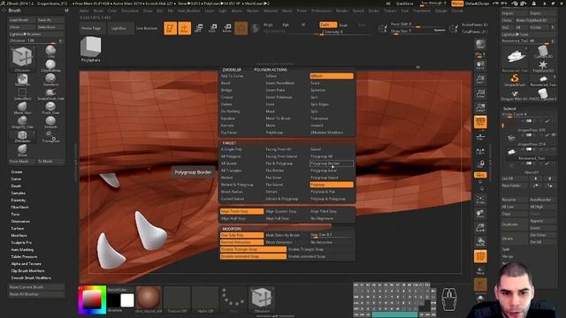 Sculpting Dragon in Zbrush with Houdini Scales - Timelapse смотреть онлайн