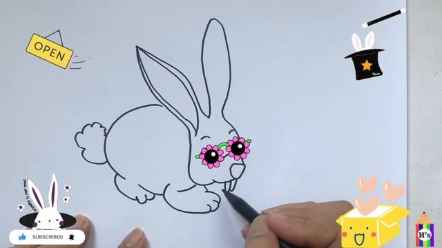 How To Draw A Cute Rabbit | Bolalar Uchun Quyon Rasm Chizish | рисуем кролика для детей