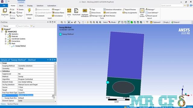 ANSYS Meshing Full Free Course, Session 2.3: Sweep Method смотреть онлайн