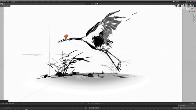Chinese wind and ink animation enchanting crane-blender смотреть онлайн