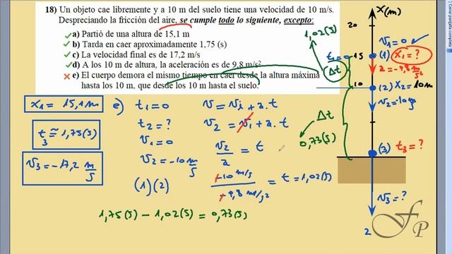 e) Calcular distintos tiempos en tramos de una Caída Libre (Ej 18 del TP) смотреть онлайн