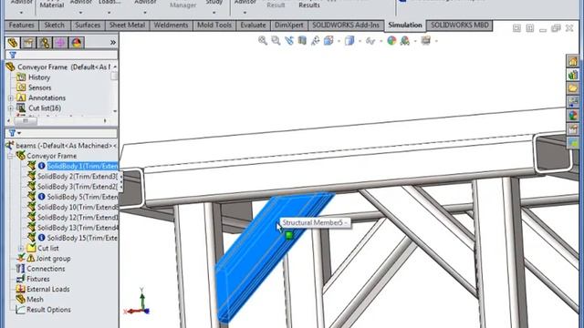 21. Weldment structure beam solidworks simulation смотреть онлайн