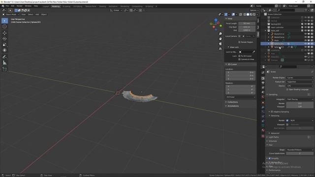 # Blender #making_eyelashes with a bezier curve and circle. смотреть онлайн