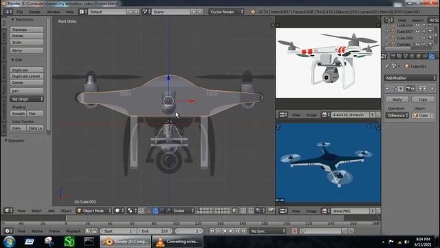 Drone 3D Model In Blender || How To Make Drone 3D Model In Blender 2.74 || Drone Modelling