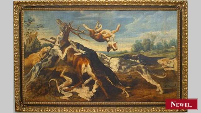 Antique Copy of a wildlife hunt scene painting titled " смотреть онлайн