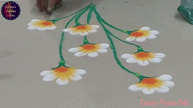 easy & beautiful flower rangoli with colours | simple rangoli |@Leena's Fusion Arts смотреть онлайн