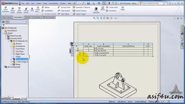 Solidworks Drawing Essential 22 Bill of Materials Advanced смотреть онлайн