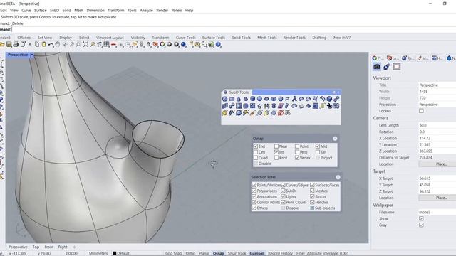 Rhino 7 tutorial: Freeform Vase 1 Modeling смотреть онлайн