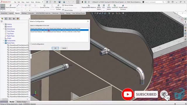SOLIDWORKS Routing - HVAC Systems | Round Ducting