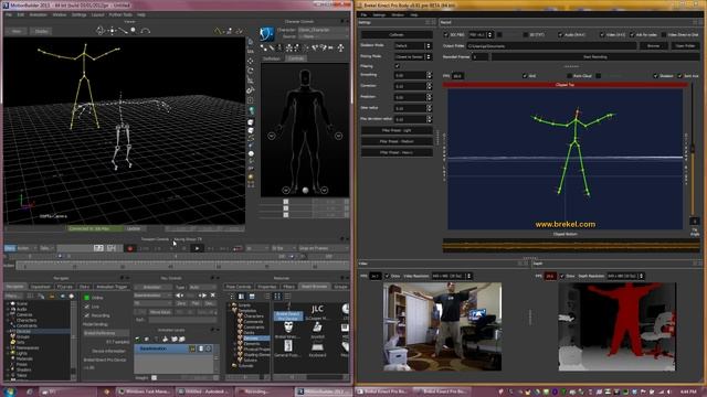 3-Minute Motion Capture Test (Mocap) W/ 3ds Max, Motionbuilder & Kinect
