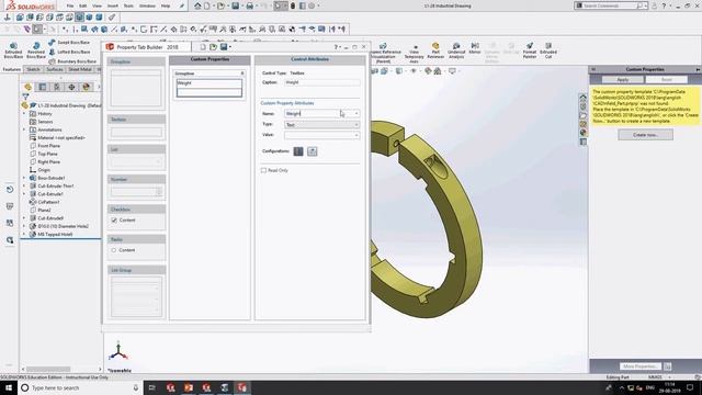 SOLIDWORKS Property Tab Builder смотреть онлайн