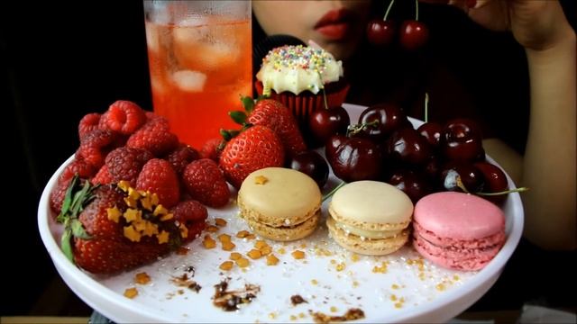 ASMR ASSORTED MACARONS, CUPCAKE, CHERRIES, BERRIES And SPRINKLES (Crunchy, Crackling, Soft Sounds)
