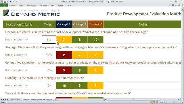 Product Development Evaluation Matrix смотреть онлайн