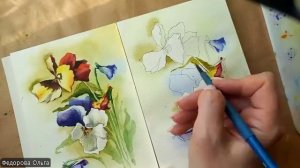 Акварель. Анютины глазки