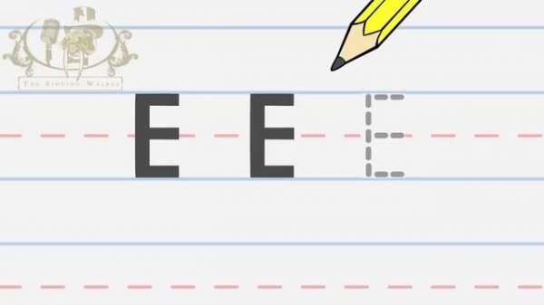 Write the letter E | Alphabet Writing lesson for children | The Singing Walrus