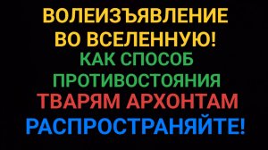 Волеизъявление  во вселенную, как способ противостояния архонтам, для распространения блогерами