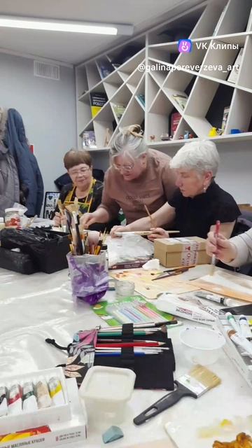 Процесс создания картины Зимний вечер.