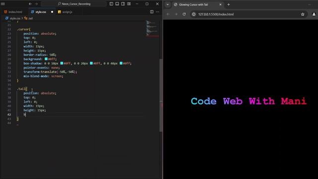 HTML, CSS and JavaScript Neon Cursor with Smooth Trailing Tail Effect смотреть онлайн