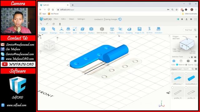 Selfcad 3d hinges modeling tutorial for beginner смотреть онлайн