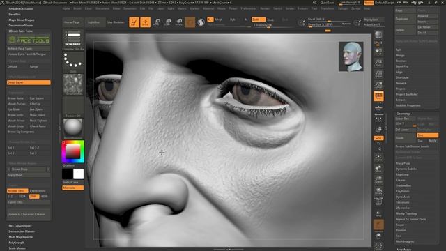 Easy Facial Rig in ZBrush with Face Tools (3/7): Sculpting the Skin Details смотреть онлайн