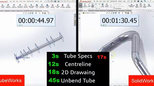 TubeWorks Advanced Tube Processing Software vs SolidWorks Time Comparison смотреть онлайн