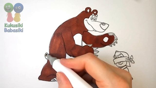 №105🎨✨ Coloring pages for kids Masha and the Bear, Be-Be-Bears, Kid-E-Cats and other cartoons смотреть онлайн