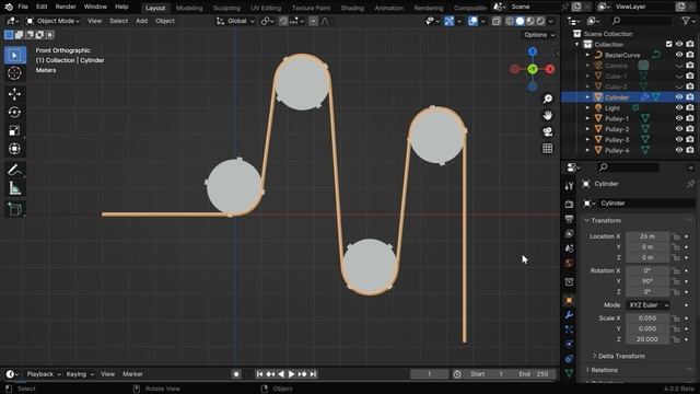 Belt & Pulley (or Rope & Pulley) In Blender | Curve Modifier & Drivers | Easy Mechanics смотреть онлайн