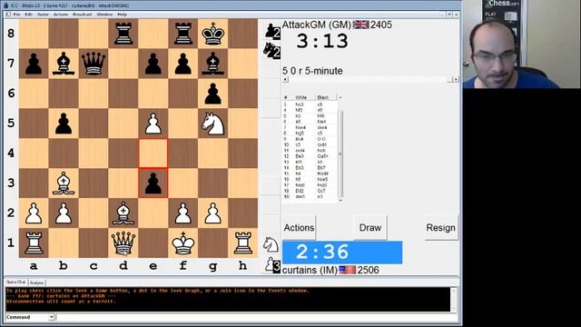 5 minute chess #374: IM Greg Shahade vs GM Julian Hodgson смотреть онлайн