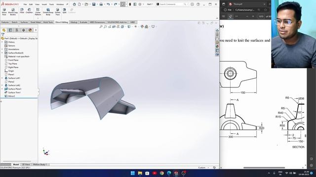 Ex 90 || chapter 4 || seet metal in solidworks #surface_modeling смотреть онлайн