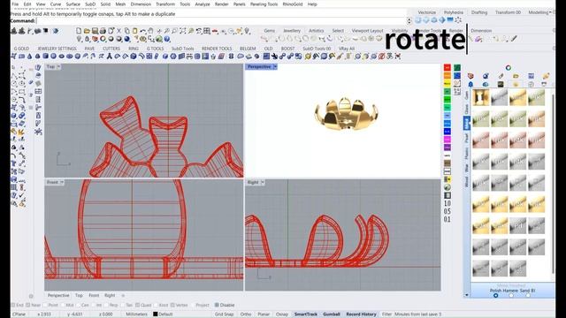 Bend command in Rhino | rhino tutorial | cad | jewellery design | lotus ring 5 minutes | rhino3d | смотреть онлайн
