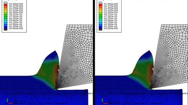Abaqus CAE explicit coupled orthogonal cutting frictionless vs. friction PEEQ 1 смотреть онлайн