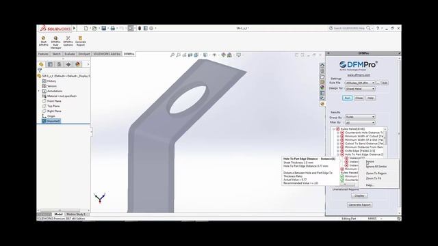 DFMPro For SOLIDWORKS Sheet Metal Demo смотреть онлайн