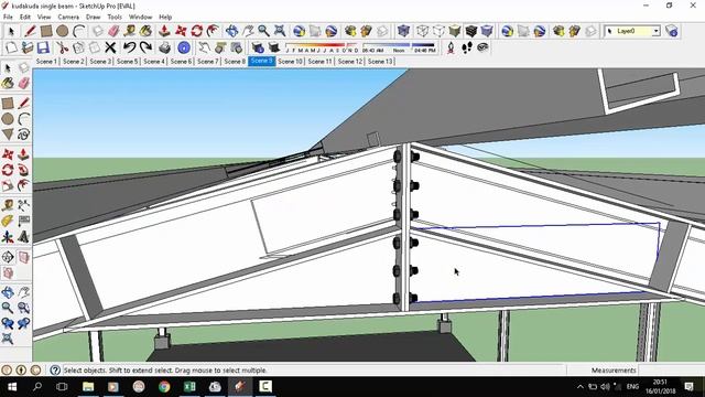Komponen Struktur Atap baja, kuda kuda baja single Beam, 3d sketchup Media Pembelajaran Atap, смотреть онлайн