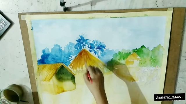 Watercolor landscape || Watercolour Painting || Watercolor Timelapse Video смотреть онлайн